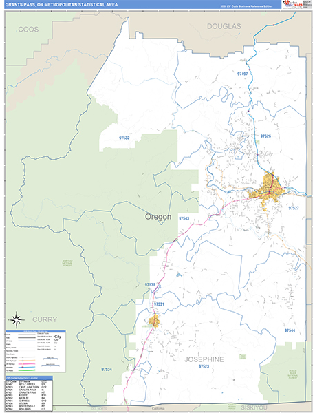 Grants Pass Metro Area Wall Map